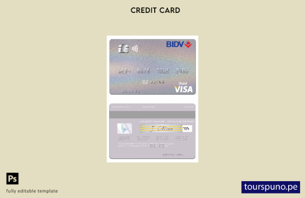 lista para imprimir plantilla de tarjeta de débito visa BIDV de Vietnam
